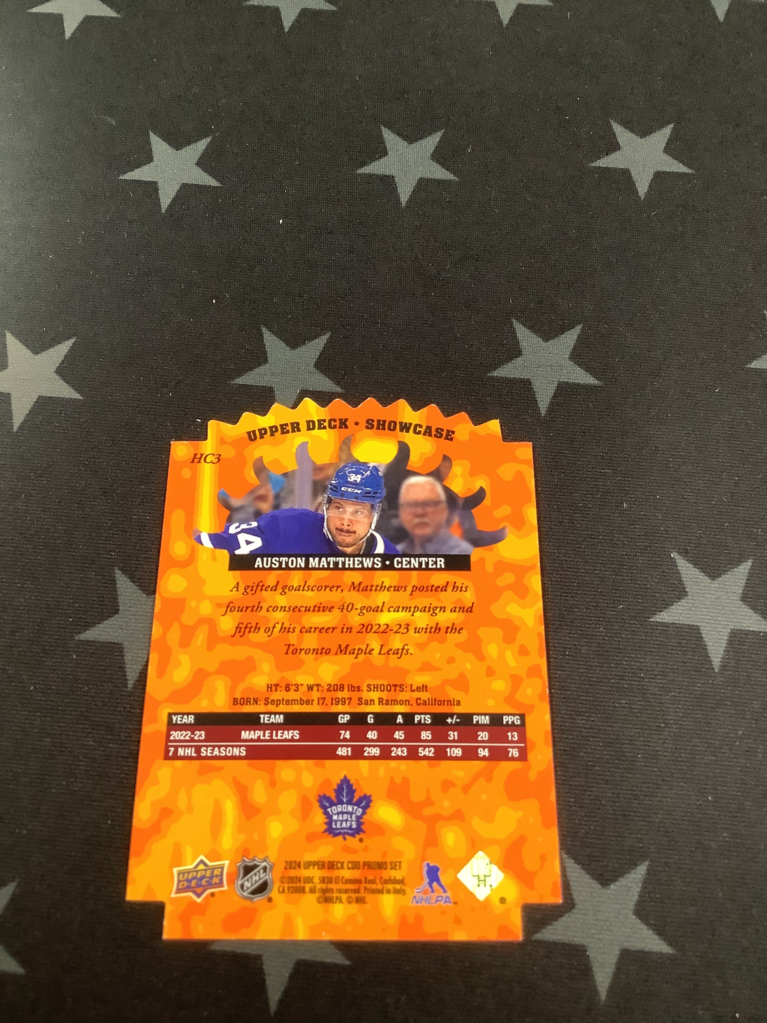 2024 Upper Deck Auston Matthews Hot Commodities Promo Hockey Card #HC3 - Collectible Sports Memorabilia for NHL Fans & Card Enthusiasts