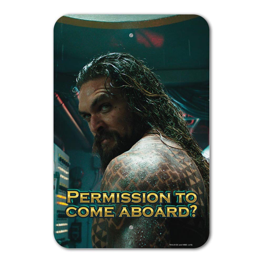Official Aquaman Movie 'Permission to Come Aboard' Wall Sign - Licensed DC Comics Home & Office Decor - Perfect for Superhero Fans, Movie Themed Rooms & Nautical Decor