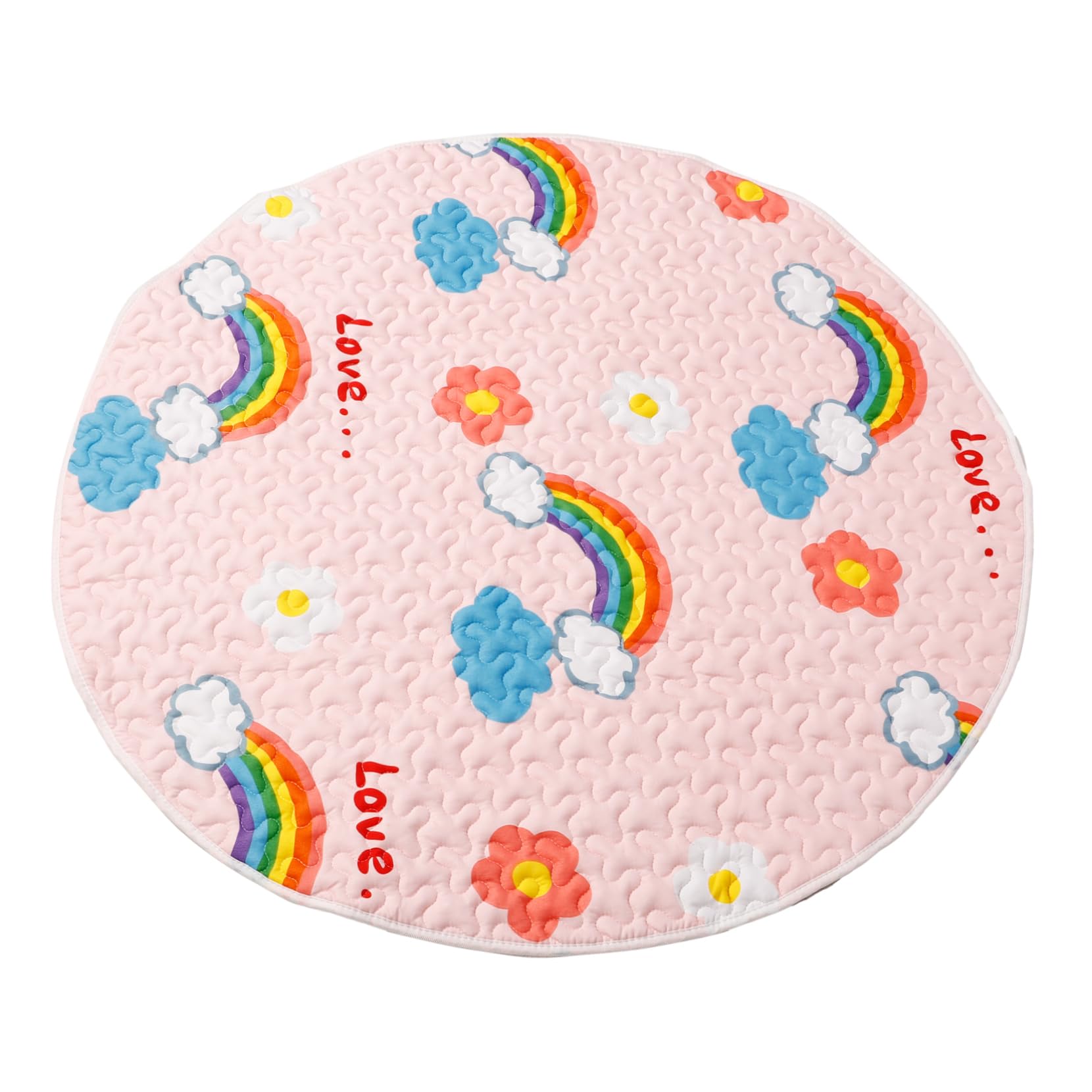 **Soft & Durable Round Baby Play Mat for Toddlers - Non-Slip Crawling Mat for Boys & Girls, High Chair Play Pad, Nursery Floor Mat (Pink) – Perfect for Playtime, Learning & Safe Crawling**