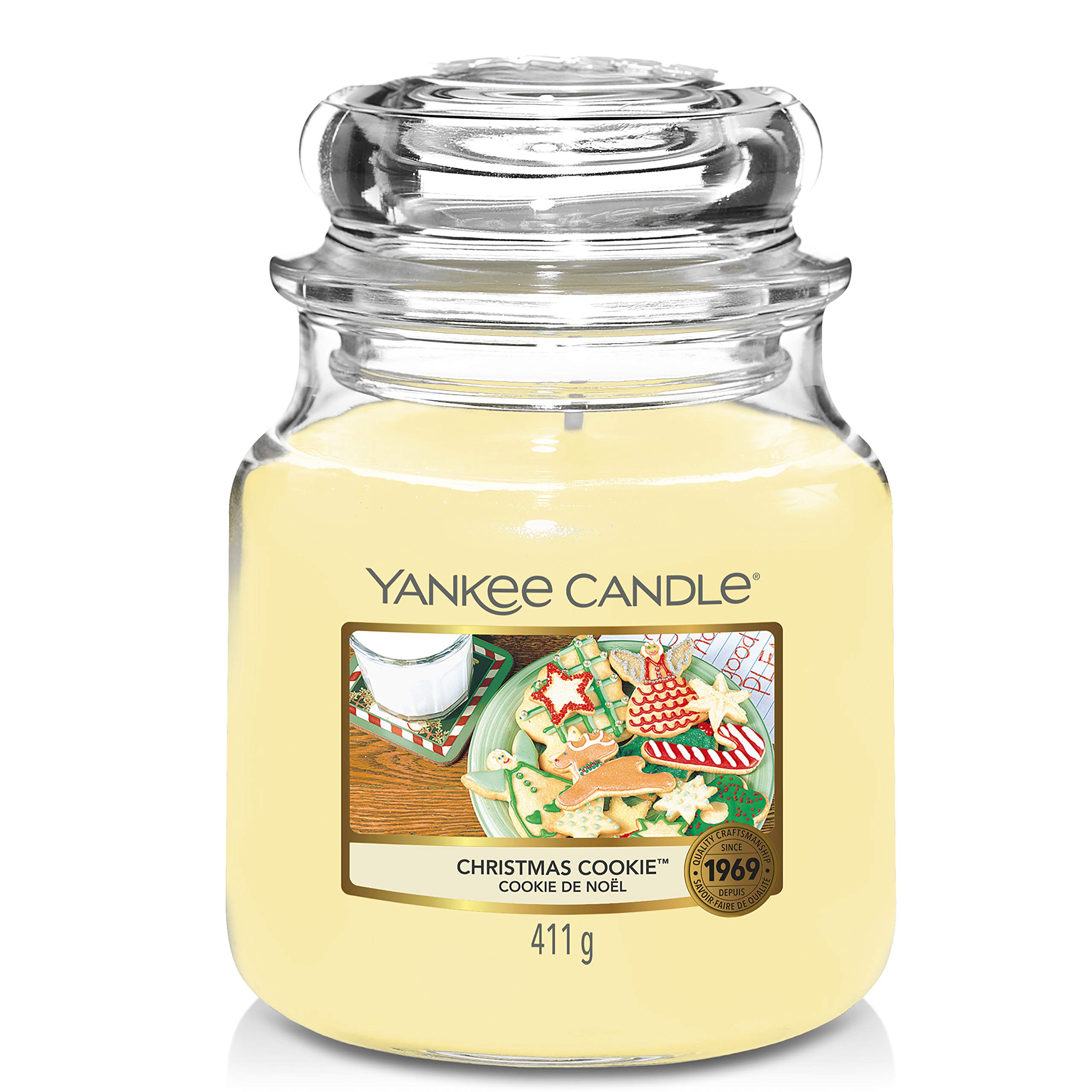 Yankee Candle Christmas Cookie Scented Candle - 14.5oz Medium Jar with Single Wick, 65+ Hours Burn Time - Perfect for Holiday Decor, Cozy Home Ambience & Gift Giving