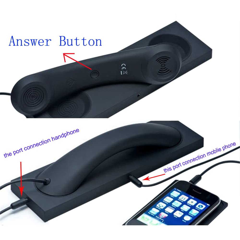 Vintage Phone Headset 3.5mm Mic for iPhone Samsung - Anti-Radiation for Office Calls