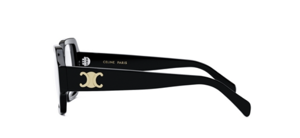 Celine TRIOMPHE CL50131I 001 Shiny Black Soft Square Women's Eyeglasses - Stylish Designer Glasses for Women, Perfect for Work, Reading & Fashion Accessories
