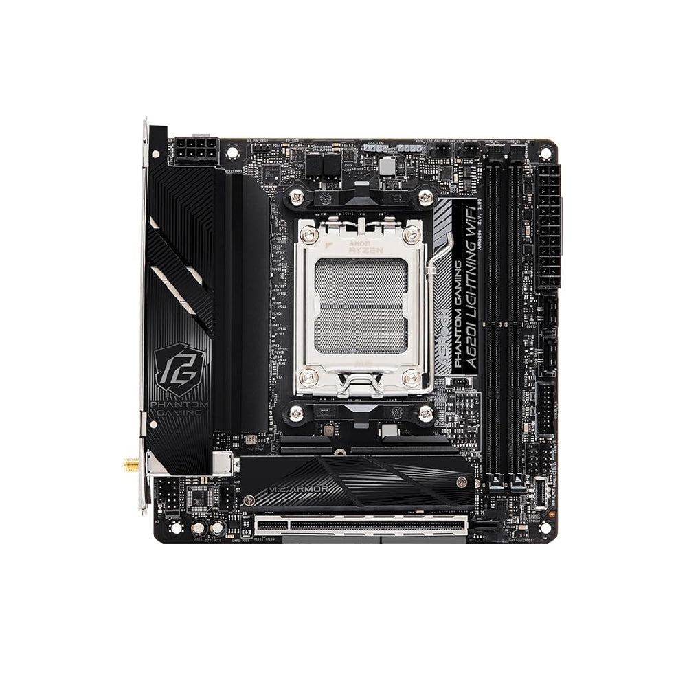 ASRock A620I LIGHTNING WIFI AMD A620 AM5 Mini ITX Motherboard with PCIe 4.0, DDR5 & WiFi 6 - Perfect for Compact Gaming PC Builds and Home Theater Systems