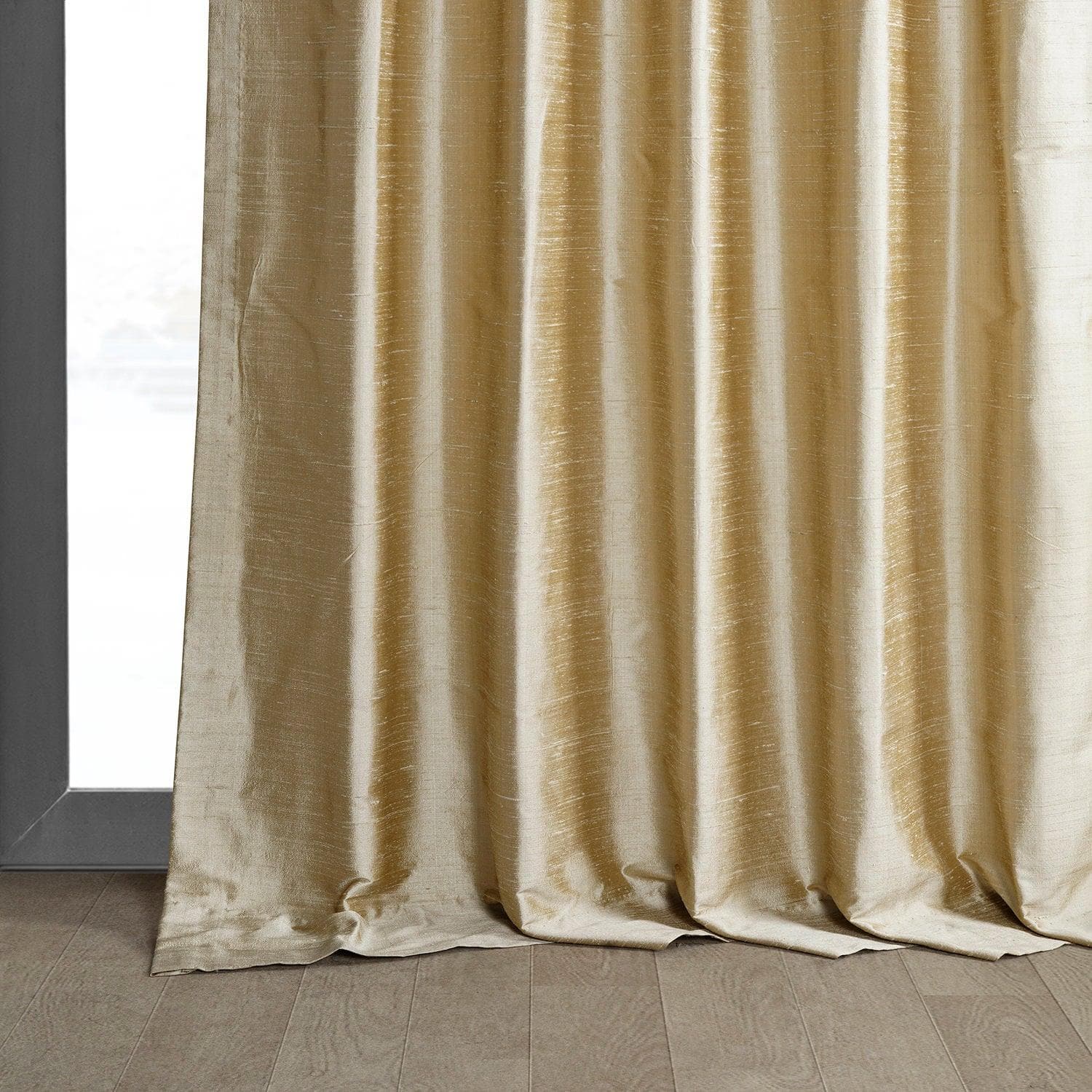 Luxury Biscotti Textured Dupioni Silk Blackout Curtains - Elegant Room Darkening Drapes for Bedroom, Living Room & Home Theater