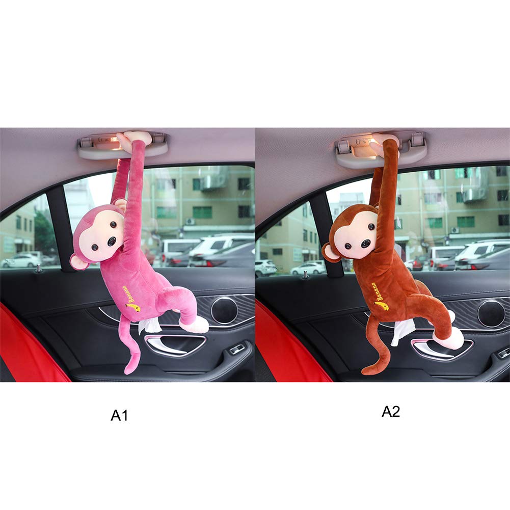 GREENWISH Creative Monkey Tissue Box Cover - Cute Animal Facial Tissue Holder for Car, Bathroom, Bedroom & Office - Decorative Napkin Storage Box for Home & Office Decor