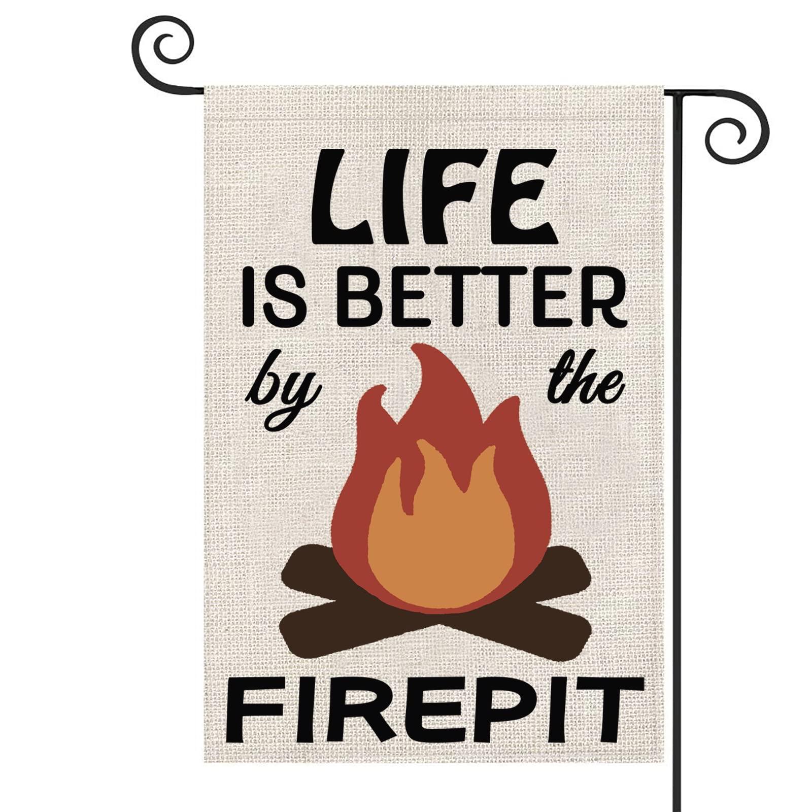 Camping Lover Gift - Life Is Better By The Firepit Themed Camper RV Flag for Outdoor Yard, House Banner & Lawn Decor - Perfect for Camping Trips, Backyard BBQs & Outdoor Parties