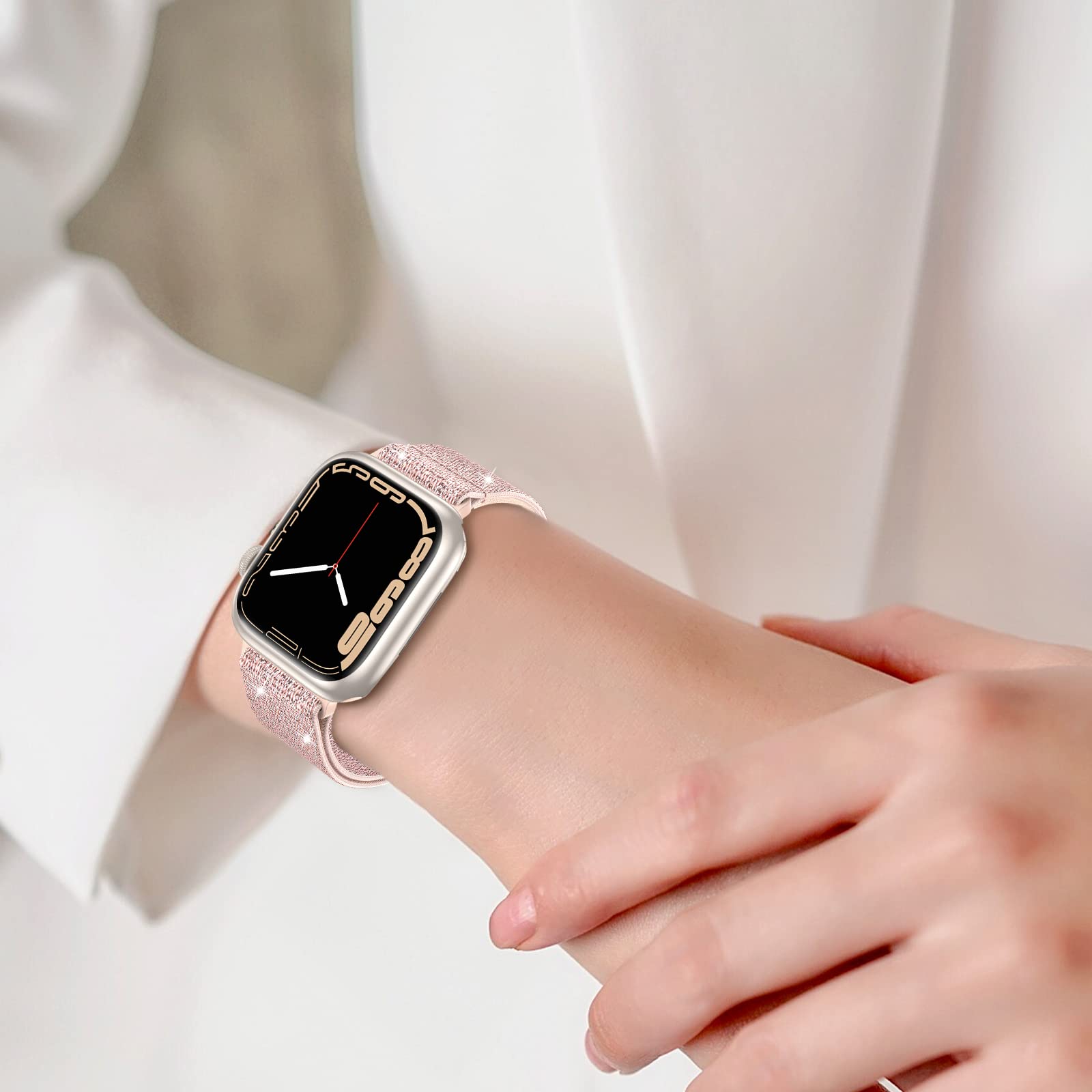 LETOID Stretchy Nylon Apple Watch Bands for Women - Compatible with 38mm 40mm 41mm 42mm 44mm 45mm 46mm 49mm iWatch Series 10/9/8/7/6/5/4/3/2/1/SE/Ultra - Elastic Solo Loop Wristband for Workout, Running & Everyday Wear