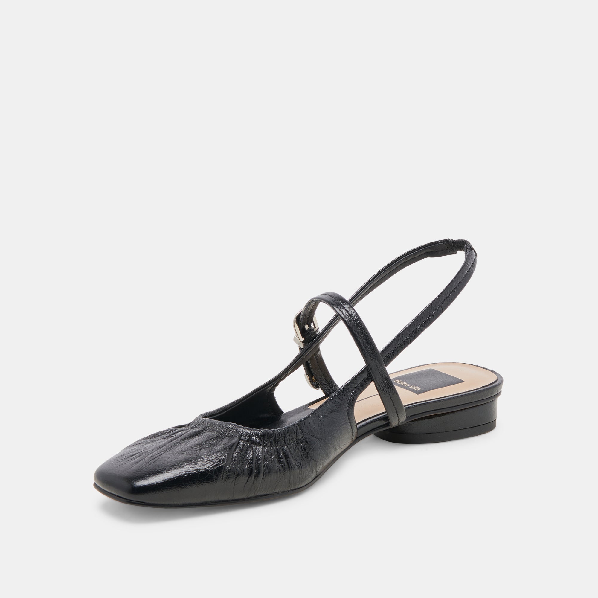 Rianne Flats Midnight Crinkle Patent Leather Women's Shoes - Stylish & Comfortable for Work, Parties & Everyday Wear | re:vita Collection
