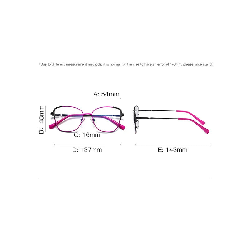 Brightzone Women's Full Rim Square Cat Eye Eyeglasses 73114 - Stylish Alloy Frame for Work, Reading & Fashion Accessories
