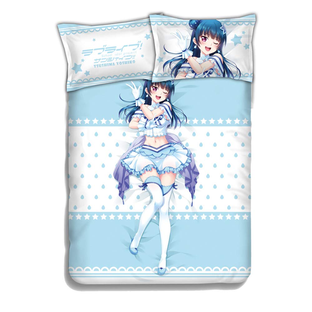 KOSEART Tsushima Yoshiko Love Live Sunshine Anime Bedding Set - Duvet Cover & Pillowcases for Anime Fans, Perfect for Themed Bedrooms & Cosplay Events