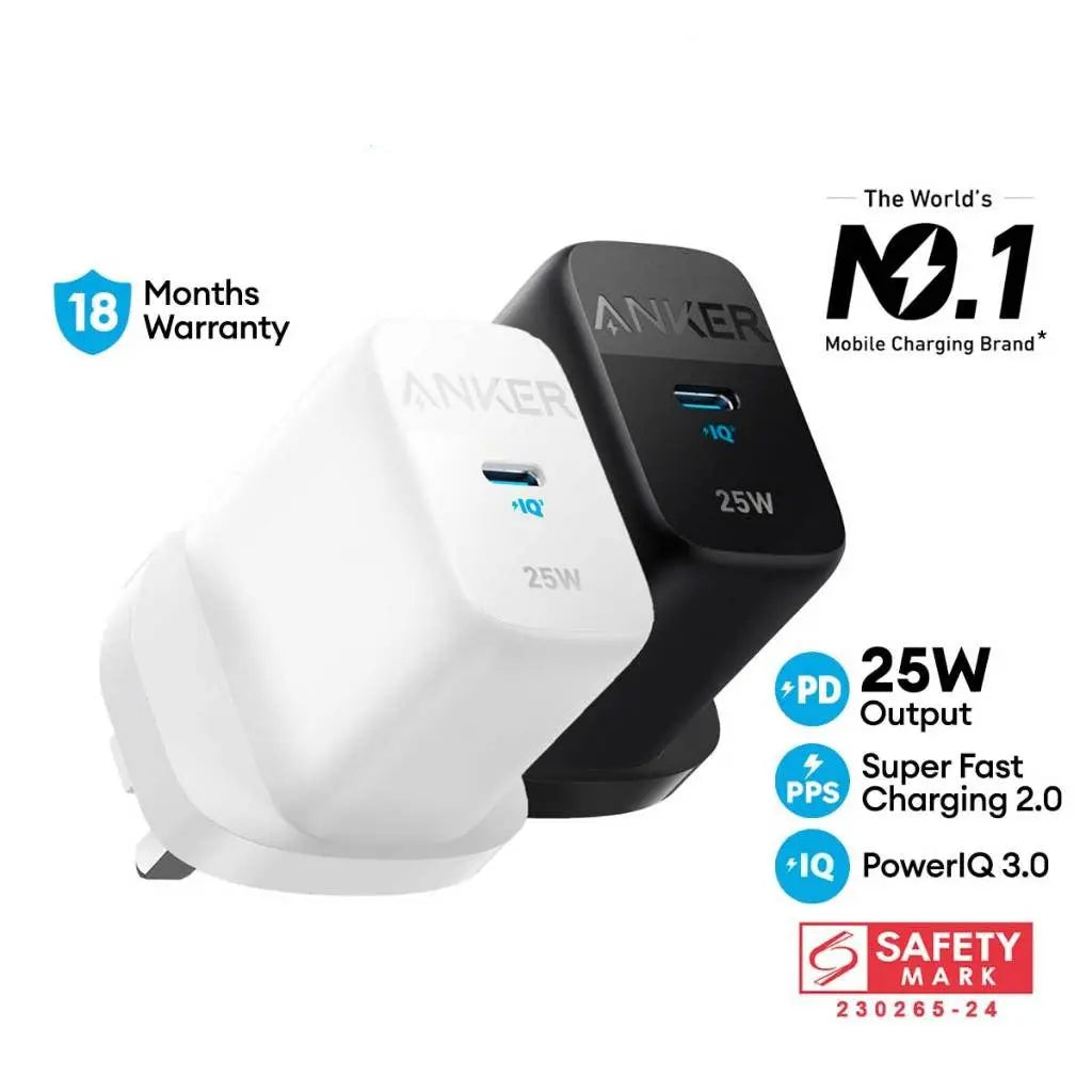 Anker 25W USB C Fast Charger - PowerPort 312 (A2642) | Compact PD Charger for iPhone 15/14/13, Samsung Galaxy, iPad | Perfect for Travel, Office & Home Use