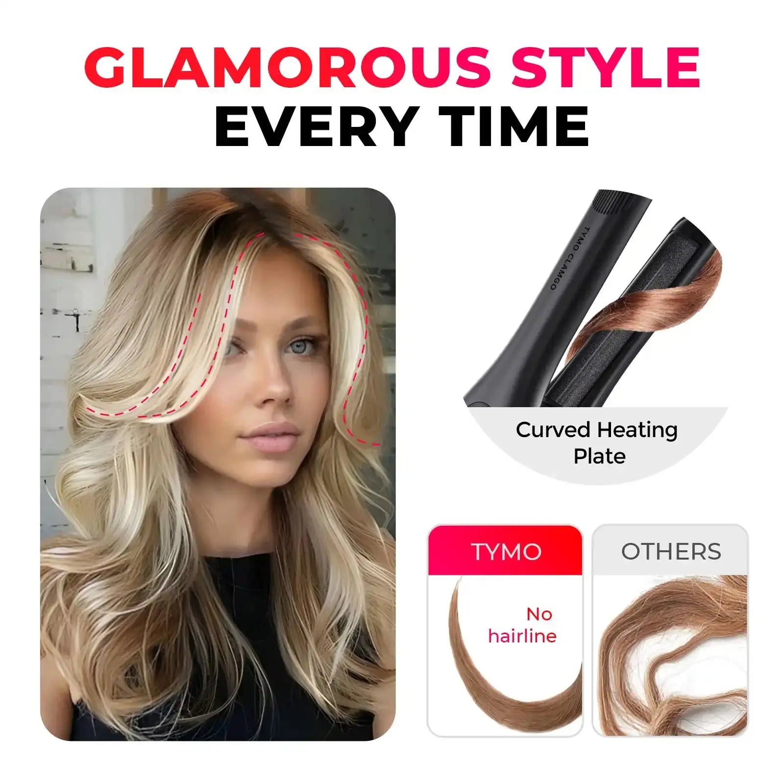 TYMO CLAMGO Black Hair Straightener Brush - Professional Ionic Ceramic Flat Iron for Smooth & Shiny Hair - Perfect for Home, Salon & Travel Styling