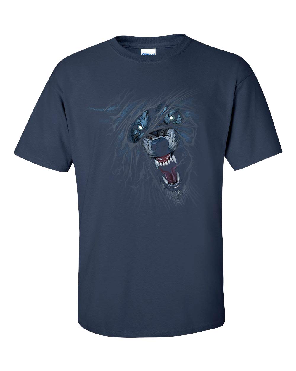 Trenz Shirt Company Wolf Tear Graphic Unisex Short Sleeve Cotton T-Shirt - Navy Blue - 5XL - Casual Streetwear & Festival Outfit