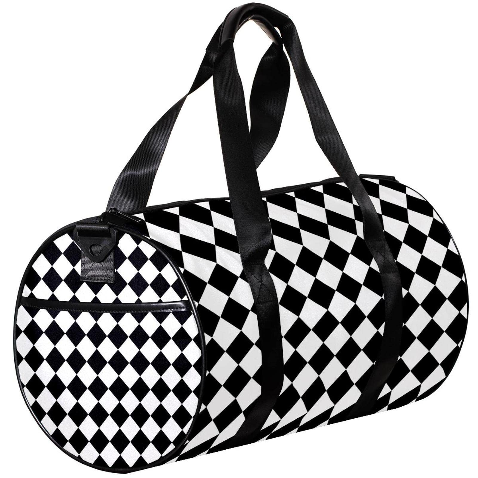 Men's Gym Bag - Black & White Checkerboard Duffle Bag for Workout & Travel with Wet Pocket | Perfect for Gym, Sports, Travel & Weekend Getaways