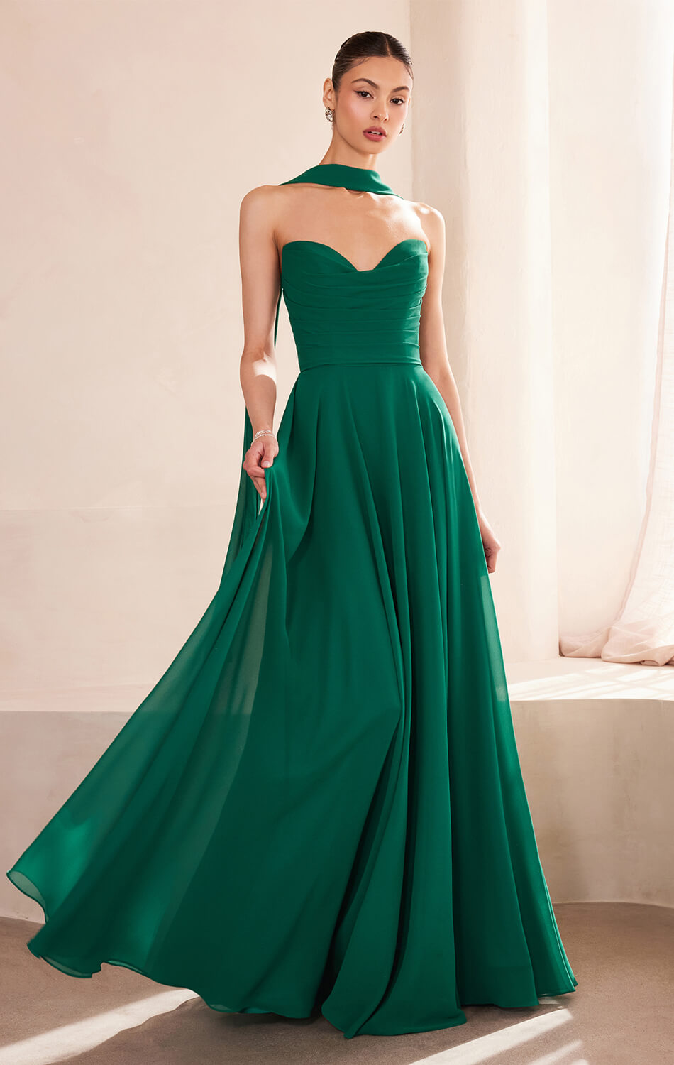 Ella Gown - A-Line Strapless Chiffon Wedding Dress for Brides | Perfect for Beach Weddings, Evening Galas & Formal Events