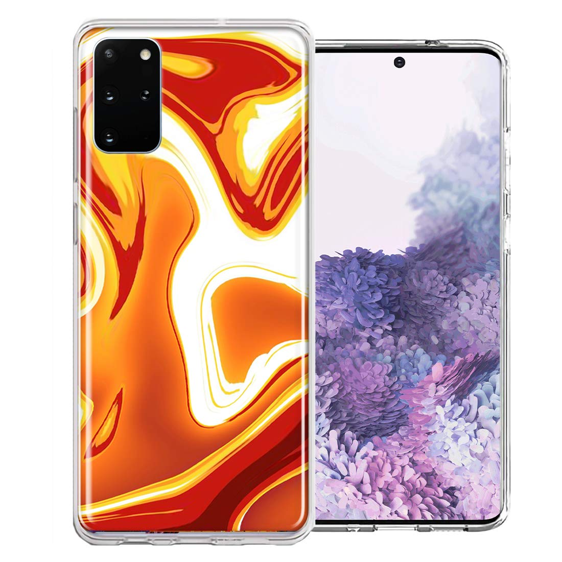 Samsung Galaxy S20 Phone Case - Orange White Abstract Design Double Layer Protective Cover | Durable Shockproof Case for Everyday Use, Travel & Outdoor Activities