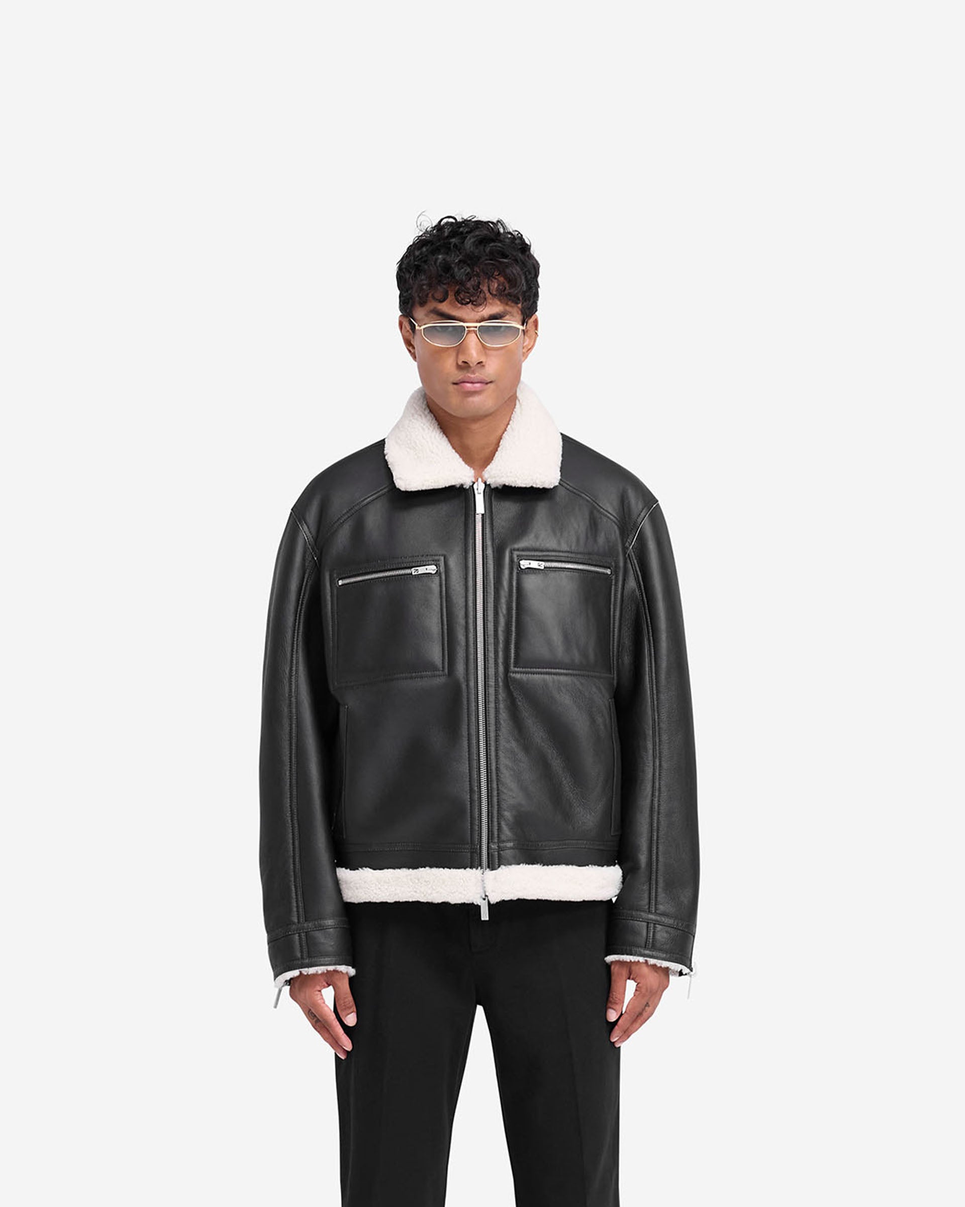 Reversible Shearling Jacket for Women & Men - Cozy Winter Outerwear, Black - Perfect for Cold Weather, Travel & Outdoor Activities