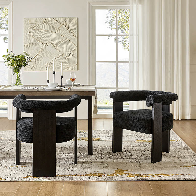 Fedor Boucle Dining Chair - Modern Upholstered Accent Chair for Kitchen, Dining Room, or Office - Soft Velvet Fabric & Sturdy Metal Legs - Elegant Home Decor & Comfortable Seating Solution