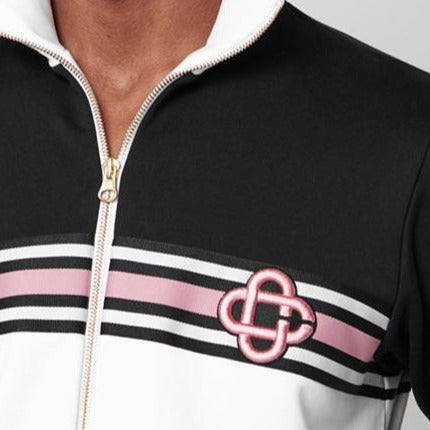 Casablanca Stripe Embroidered Track Jacket for Women - Stylish Athletic Top for Running, Gym & Streetwear Fashion