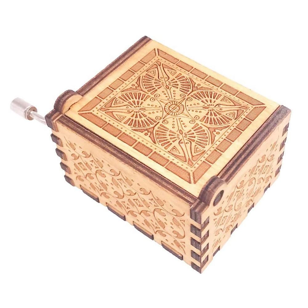 The Legend of Zelda Hand Crank Music Box - Wooden Carved Ocarina of Time Song of Storms Musical Box, Brown | Perfect for Zelda Fans, Gaming Room Decor & Collectible Gift
