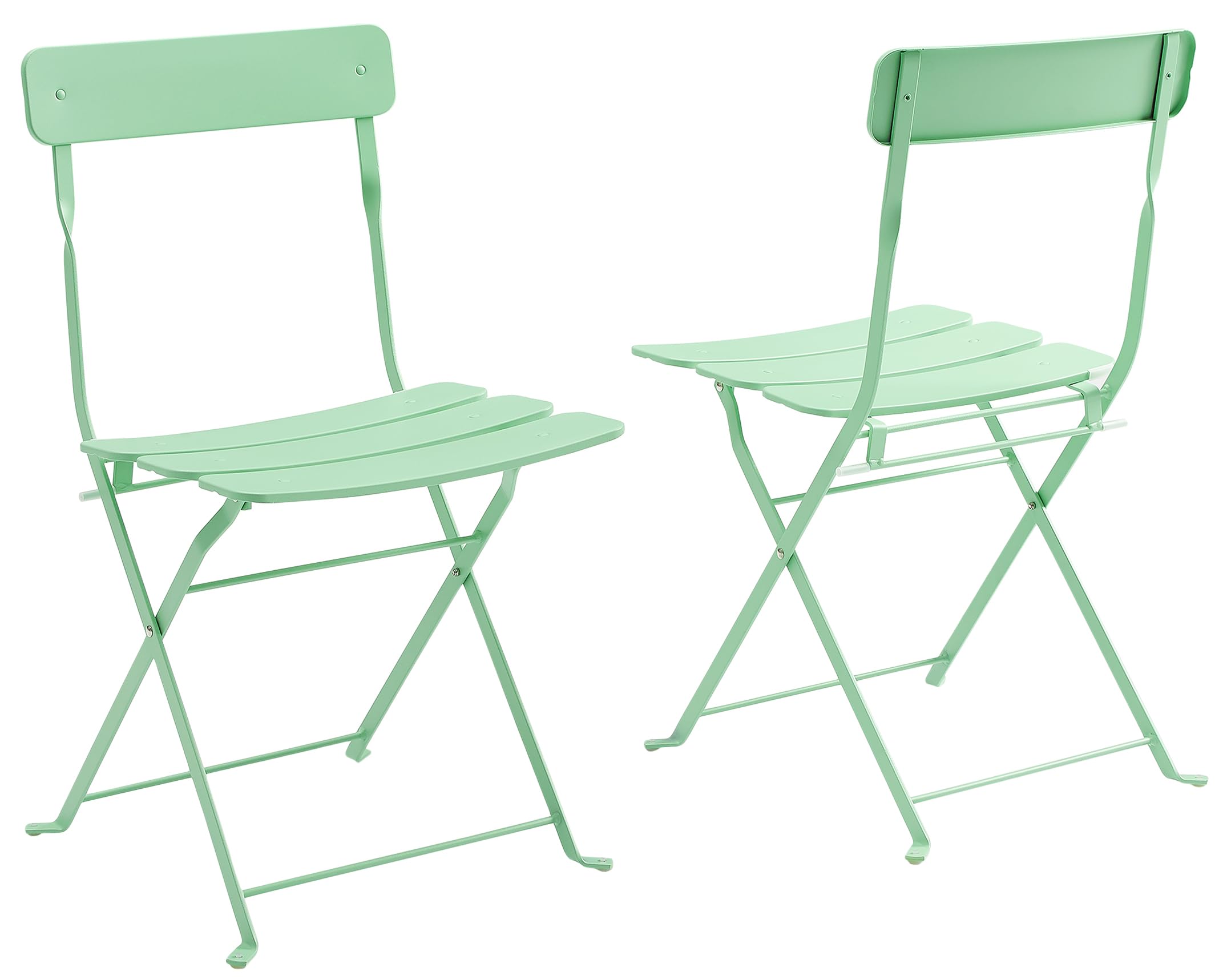 Crosley Karlee 3-Piece Indoor/Outdoor Bistro Set - Retro Metal Folding Patio Table & Chairs in Mint Green - Perfect for Small Balconies, Gardens & Backyard Dining