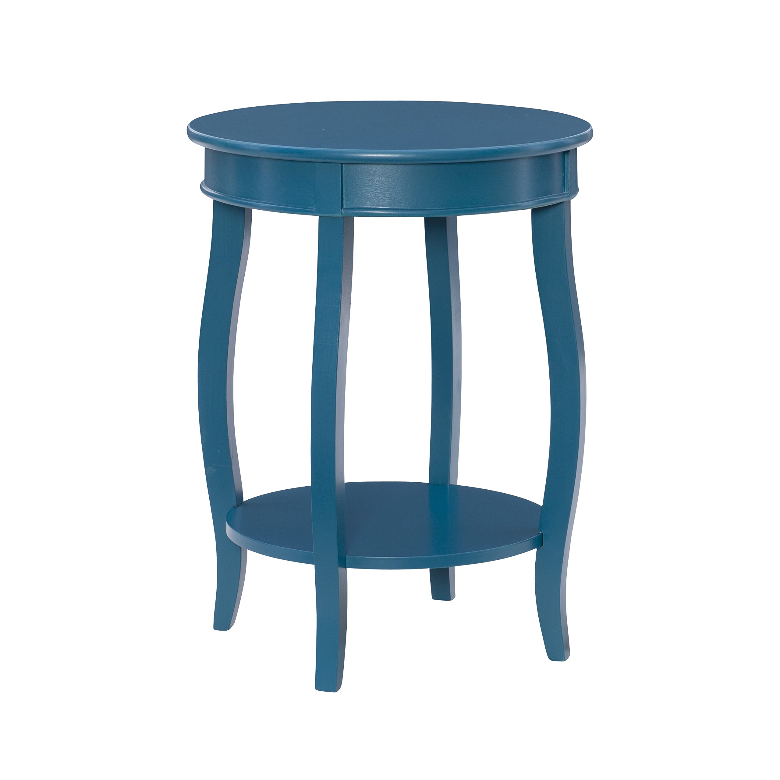 Powell Teal Round Shelf Table - Modern Side Table with Storage for Living Room, Bedroom & Office - Stylish Accent Table for Home Decor