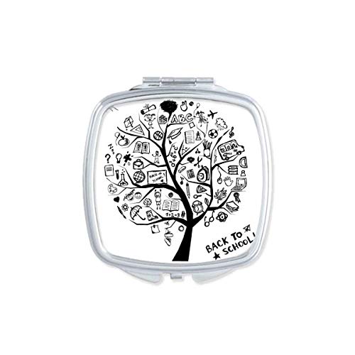 DIYthinker Cute Graffiti Tree Outline Mirror - Portable Compact Double-Sided Pocket Makeup Mirror for School, Travel & Home Decor | Perfect for Teens, Students & Makeup Lovers