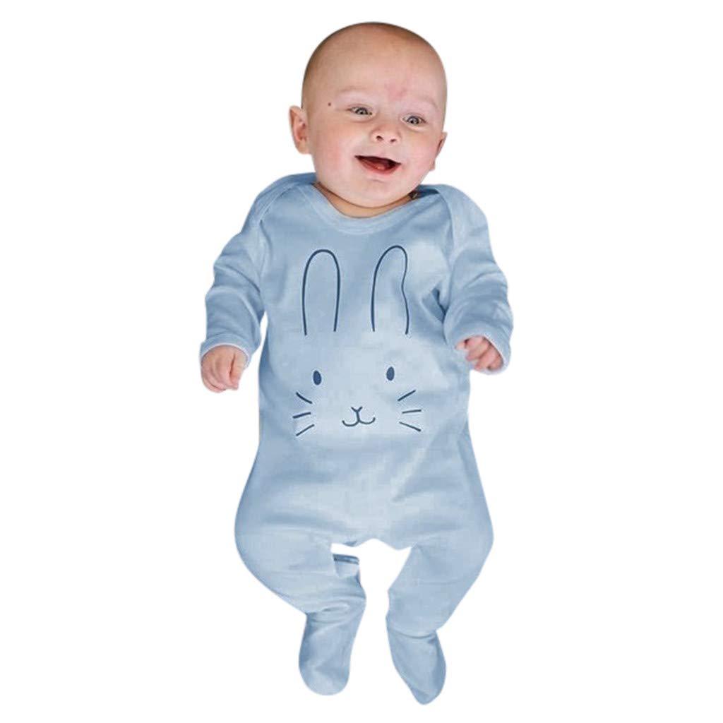 EnJoCho Cute Rabbit Print Baby Bodysuit - Soft Cotton Boys & Girls Romper Jumpsuit with Long Sleeves - Perfect for Infant Playtime, Photoshoots, and Casual Outings