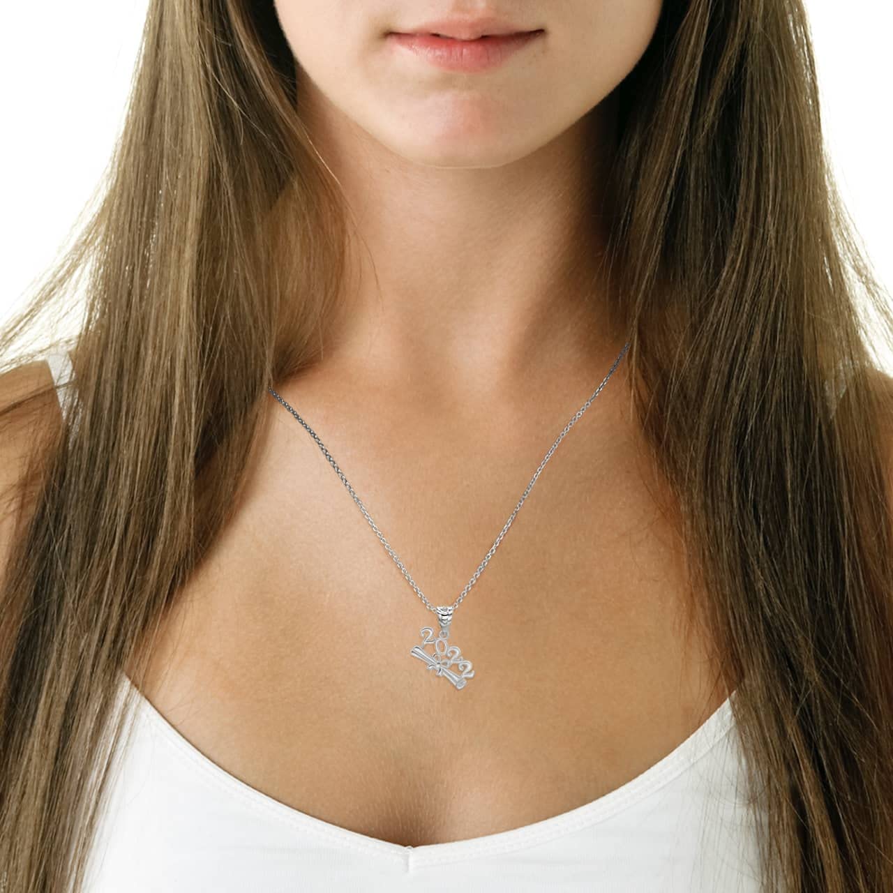 2022 Graduation Charm Pendant Necklace - 925 Sterling Silver Diploma Pendant with Rolo Chain - Perfect Gift for Graduates, Students & Teachers (Graduation Ceremony, School Events, Daily Wear)