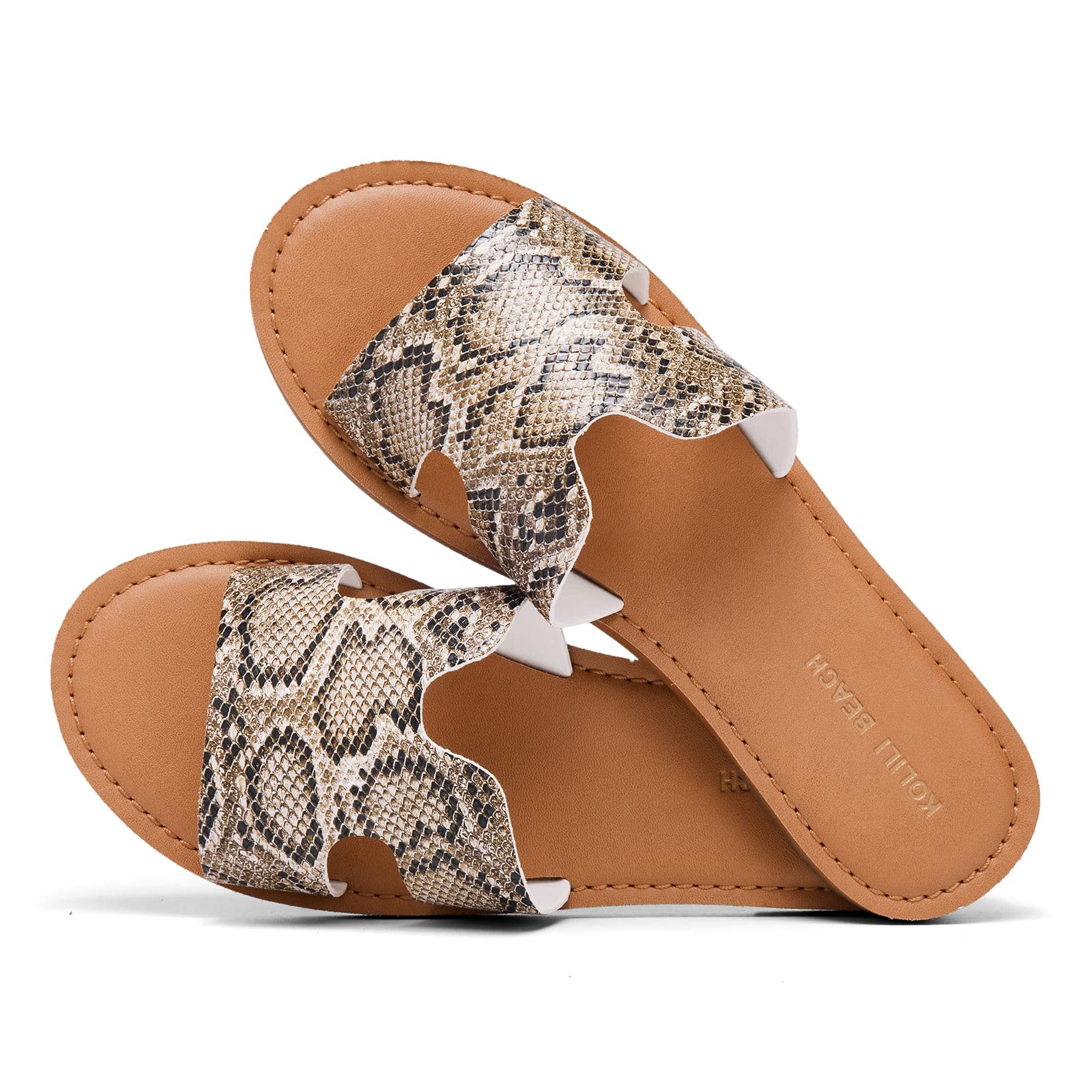 KOLILI Women's Flat Slide Sandals - Summer Fashion H Band Sandals for Casual & Dressy Occasions | Comfortable Beach, Pool, and Outdoor Wear