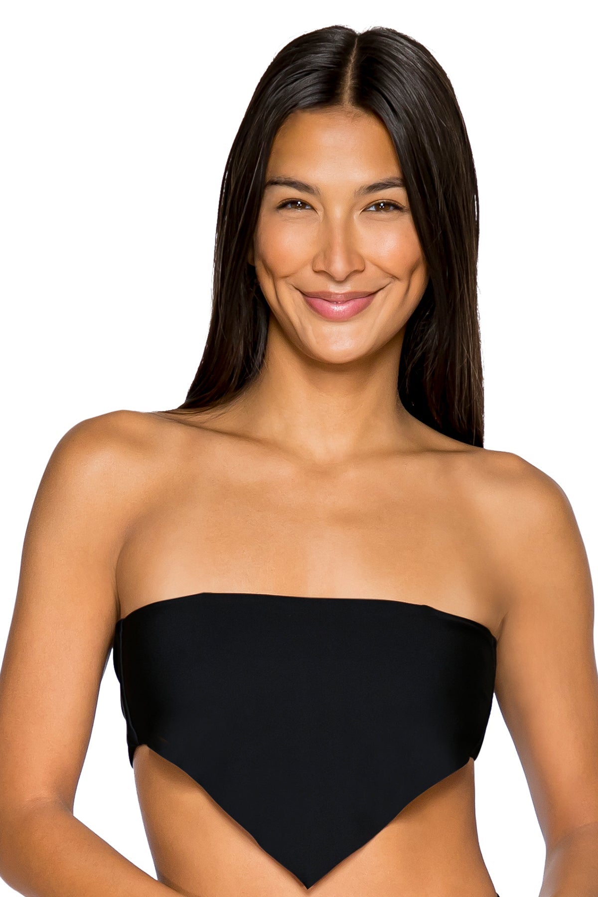 B Swim Black Out Calypso Top - Women's High Neck Athletic Swimwear for Surfing, Beach Volleyball & Pool Workouts