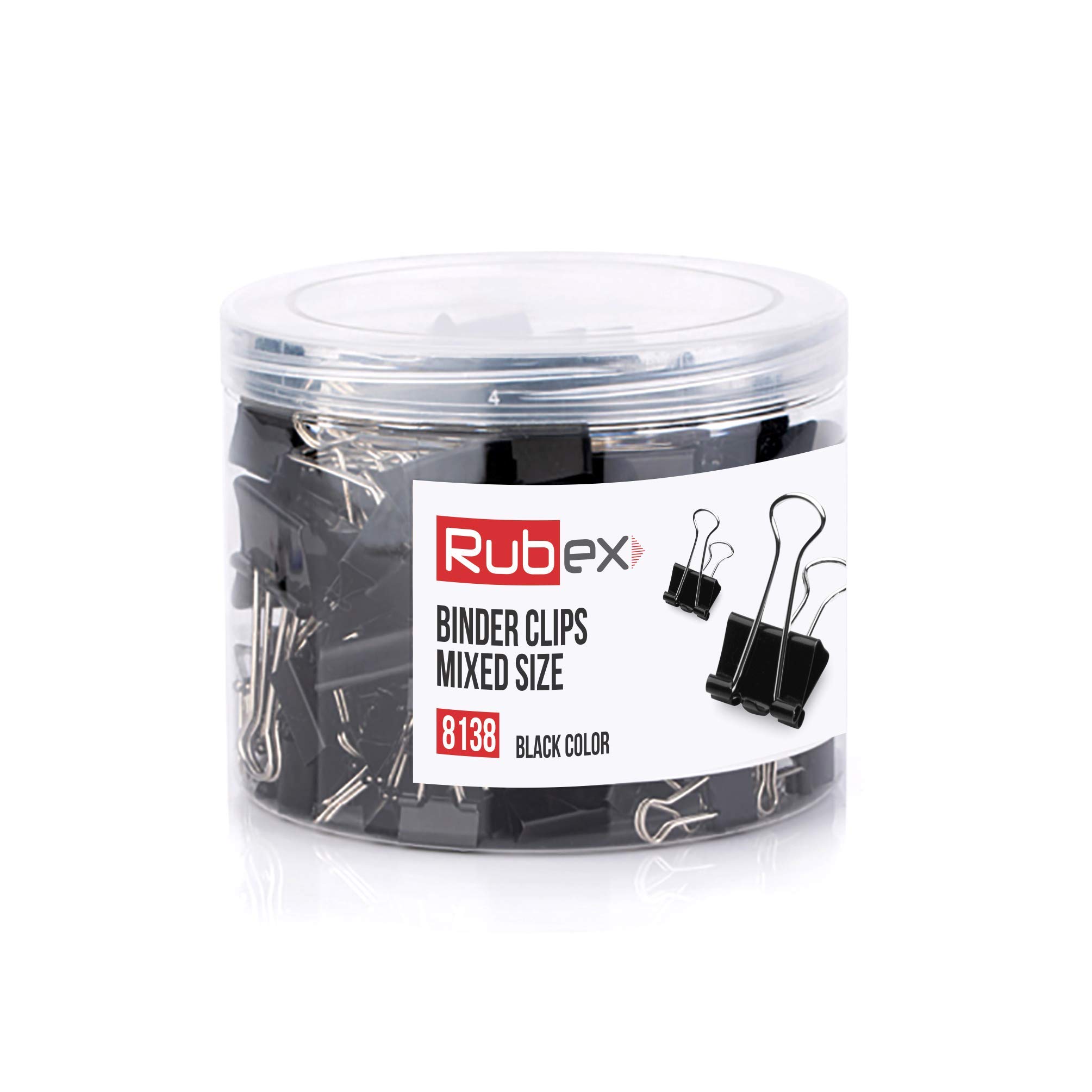 120 Pack Black RUBEX Binder Clips - Mixed Sizes Small, Medium, Large - Heavy Duty Metal Paper Clips for Office, School, Home - Organize Documents, Notebooks, Files & Envelopes