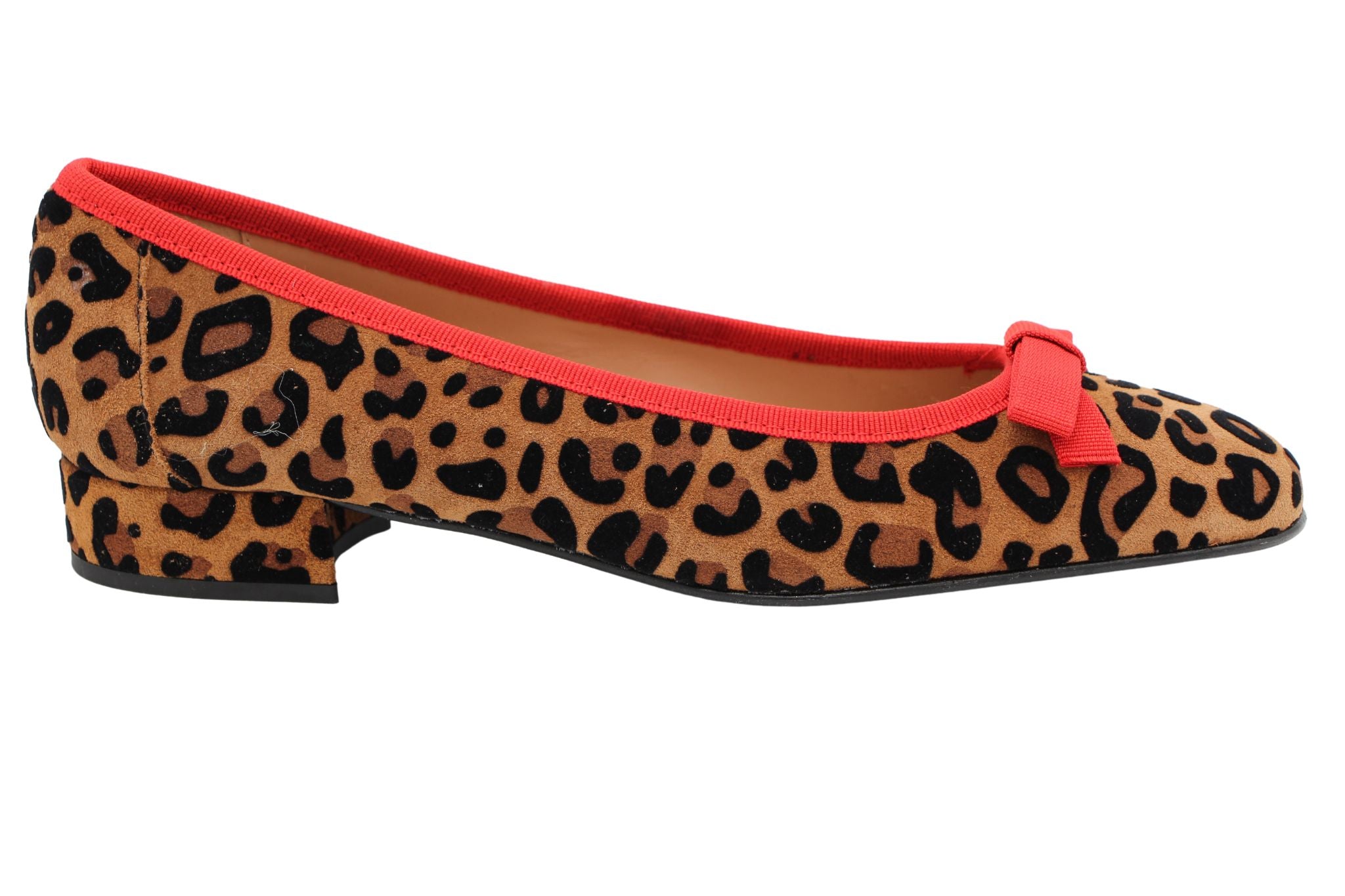 Fabucci Women's Leopard Print Ballet Flats with Red Bow - Comfortable Casual Shoes for Work, Party & Everyday Wear