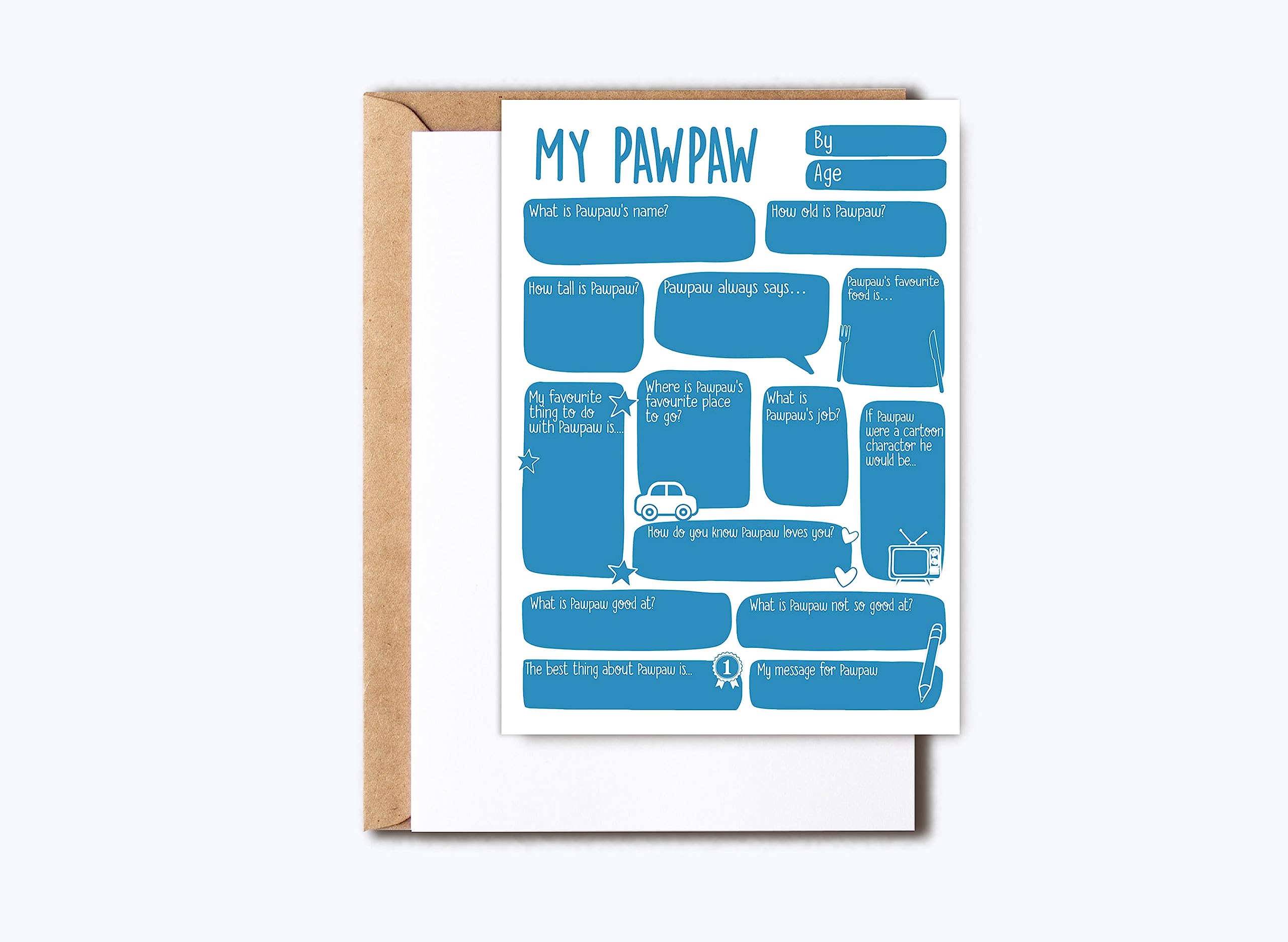 Funny Personalized Fill-in-the-Blanks Keepsake Card for Dad - Unique Father's Day & Birthday Gift from Son/Daughter/Grandchildren - Perfect for Pawpaw's Special Occasions & Memory Keepsakes
