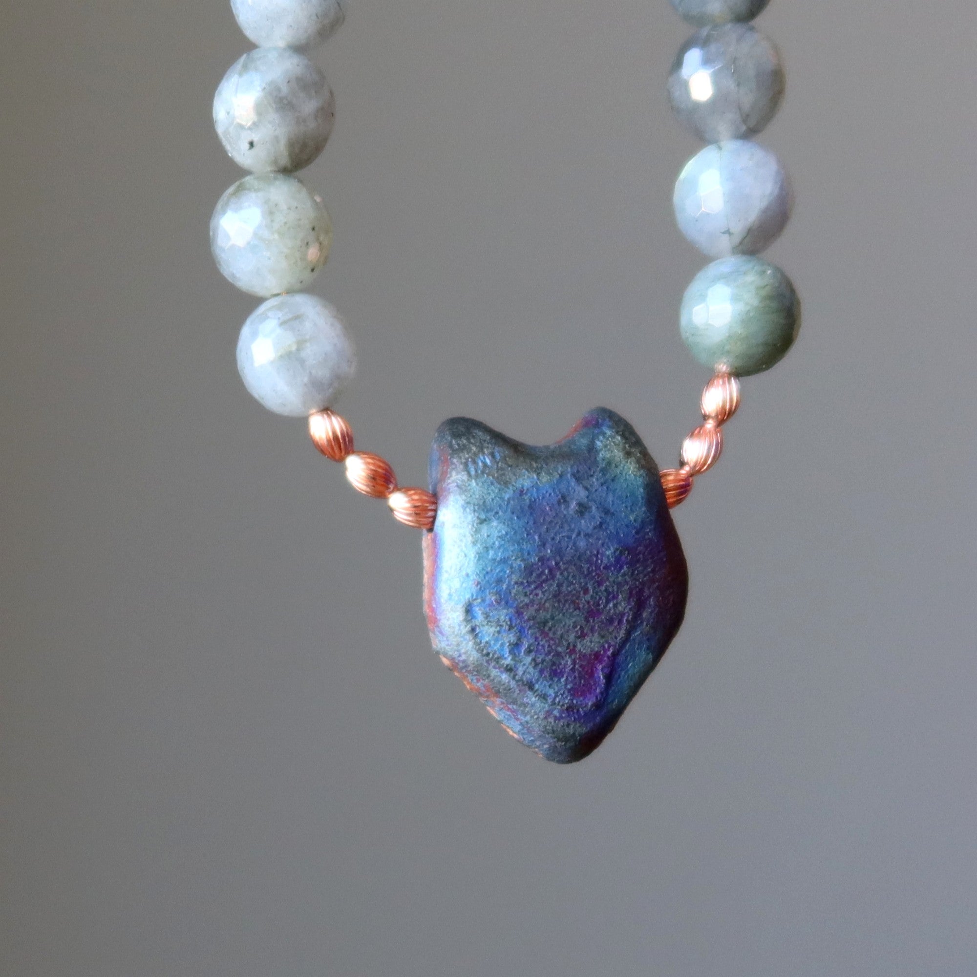 Labradorite Necklace with Wolf Talisman - Faceted Gemstone Jewelry for Protection & Energy | Perfect for Spiritual Healing, Meditation & Gift Giving