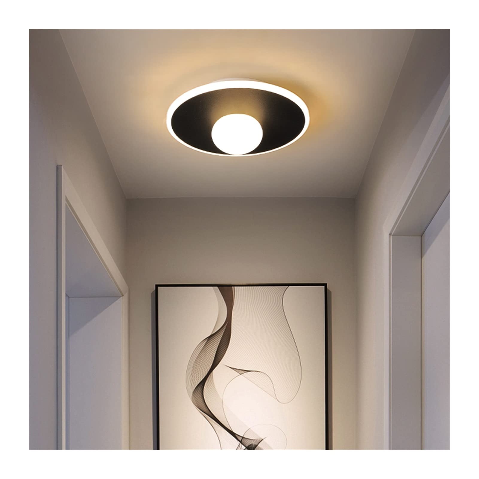 Modern Nordic Black Round LED Chandelier - Energy Efficient Ceiling Light for Bedroom, Hallway, Cloakroom & Balcony | Dimmable Crystal Lighting Fixture for Home Decor & Interior Design