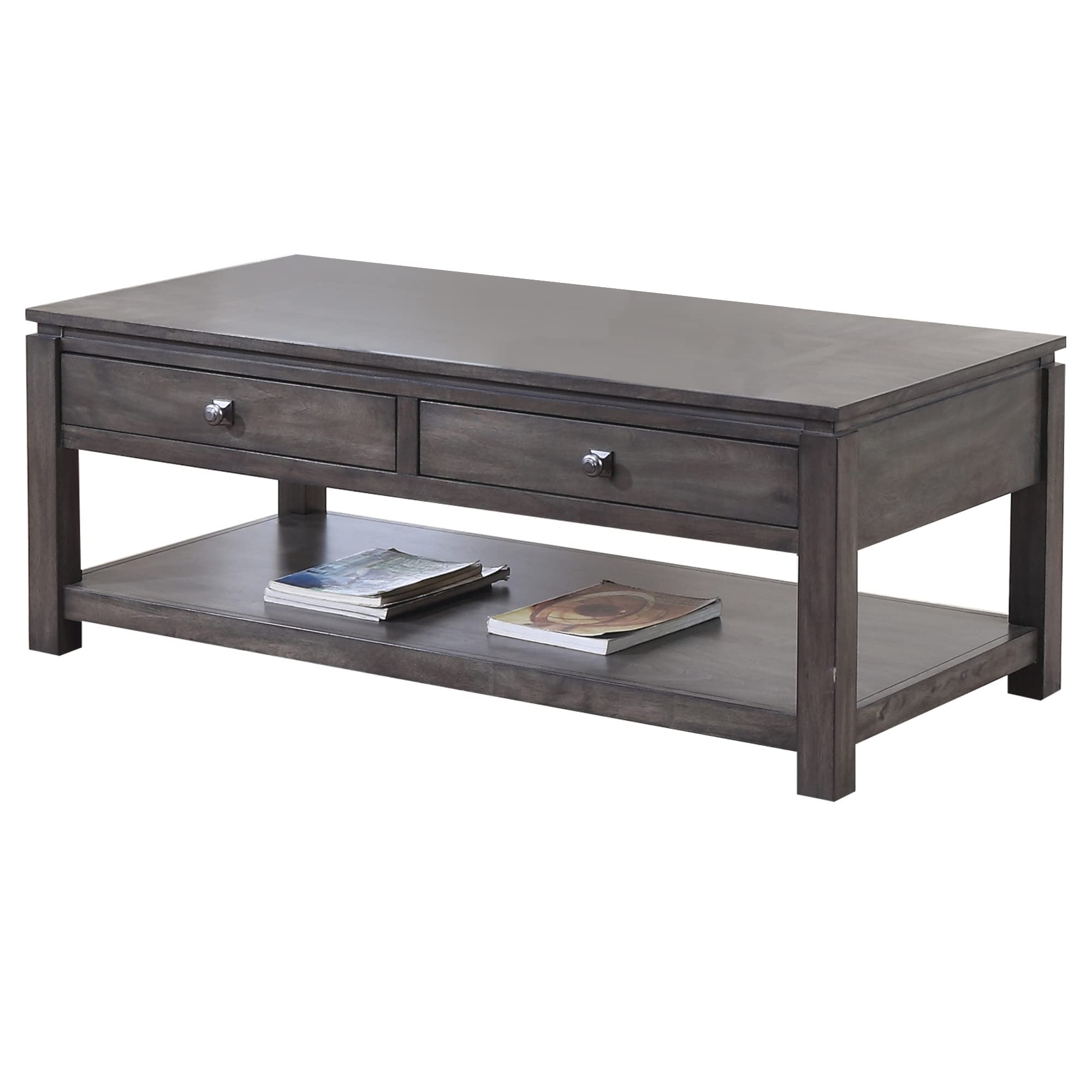Shades of Gray Weathered Grey Coffee Table - Modern Distressed Wood Living Room Furniture for Home Decor, Perfect for Living Room, Bedroom & Office