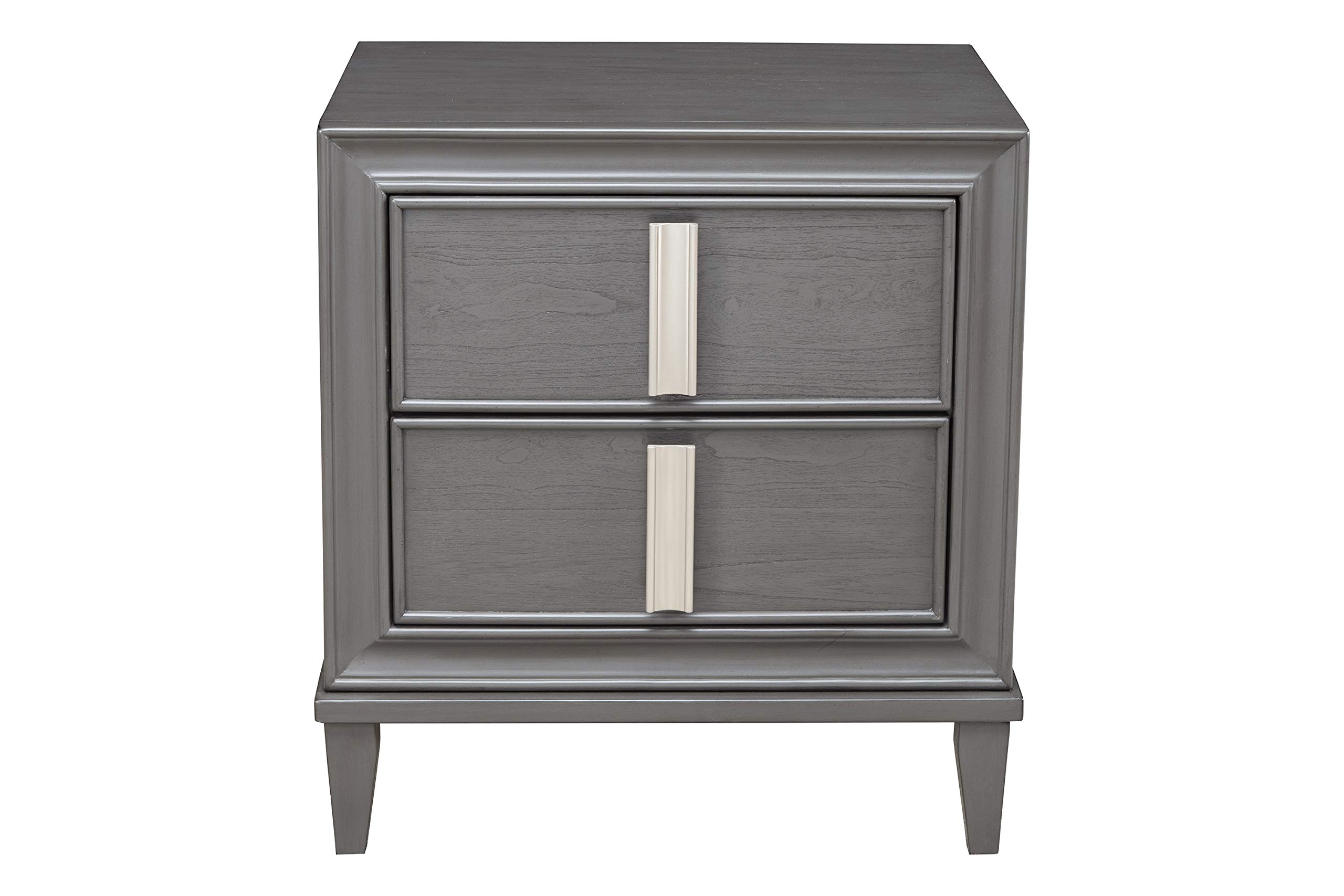 Alpine Furniture Lorraine Nightstand - Modern Grey Bedside Table with Drawer for Bedroom, Living Room, or Guest Room