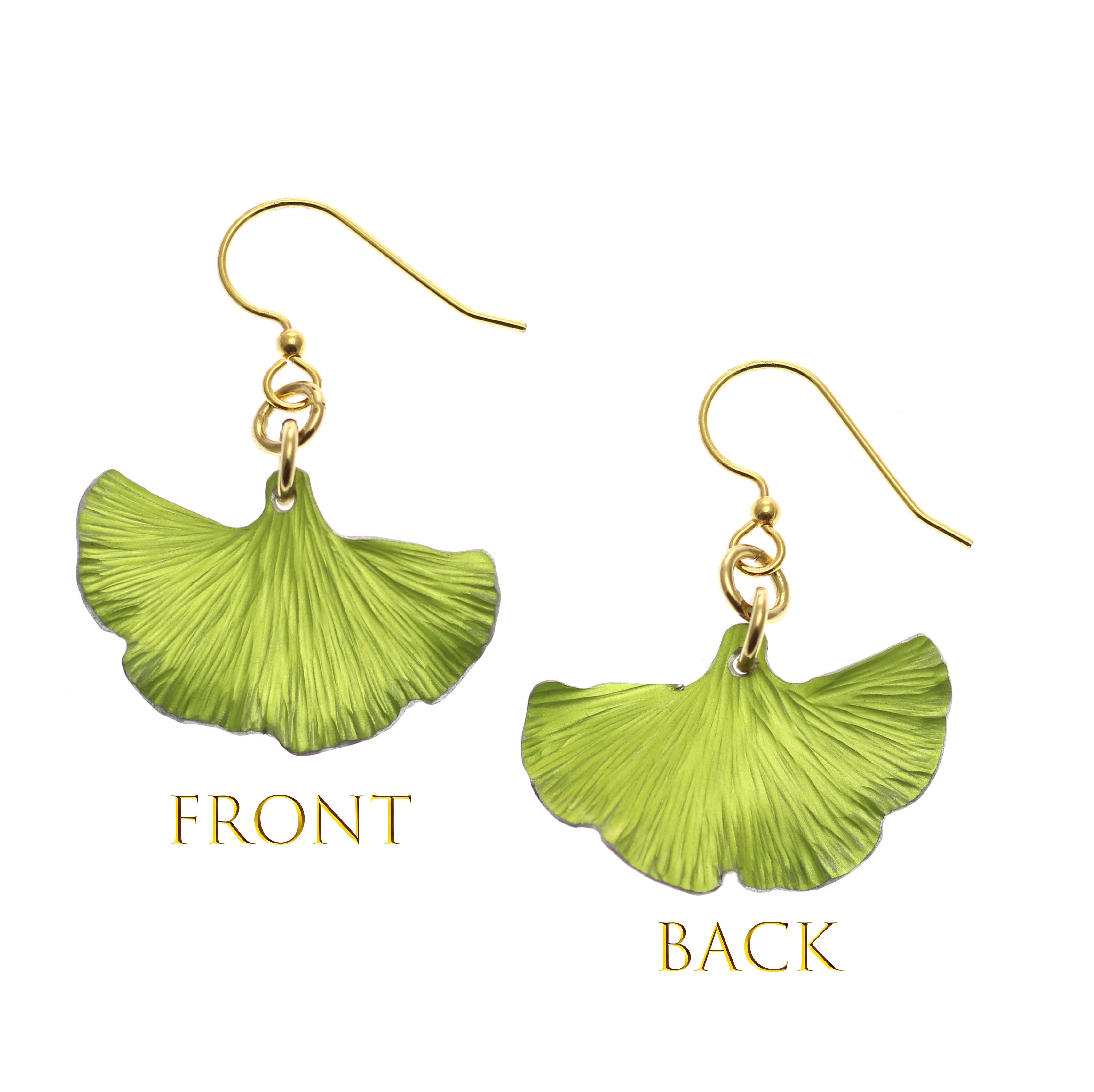 Small Ginkgo Leaf Anodized Aluminum Sour Candy Apple Earrings - Dainty Gold-Tone Stud Earrings for Women, Unique Botanical Jewelry Gift for Her - Perfect for Everyday Wear, Office, Date Night & Special Occasions