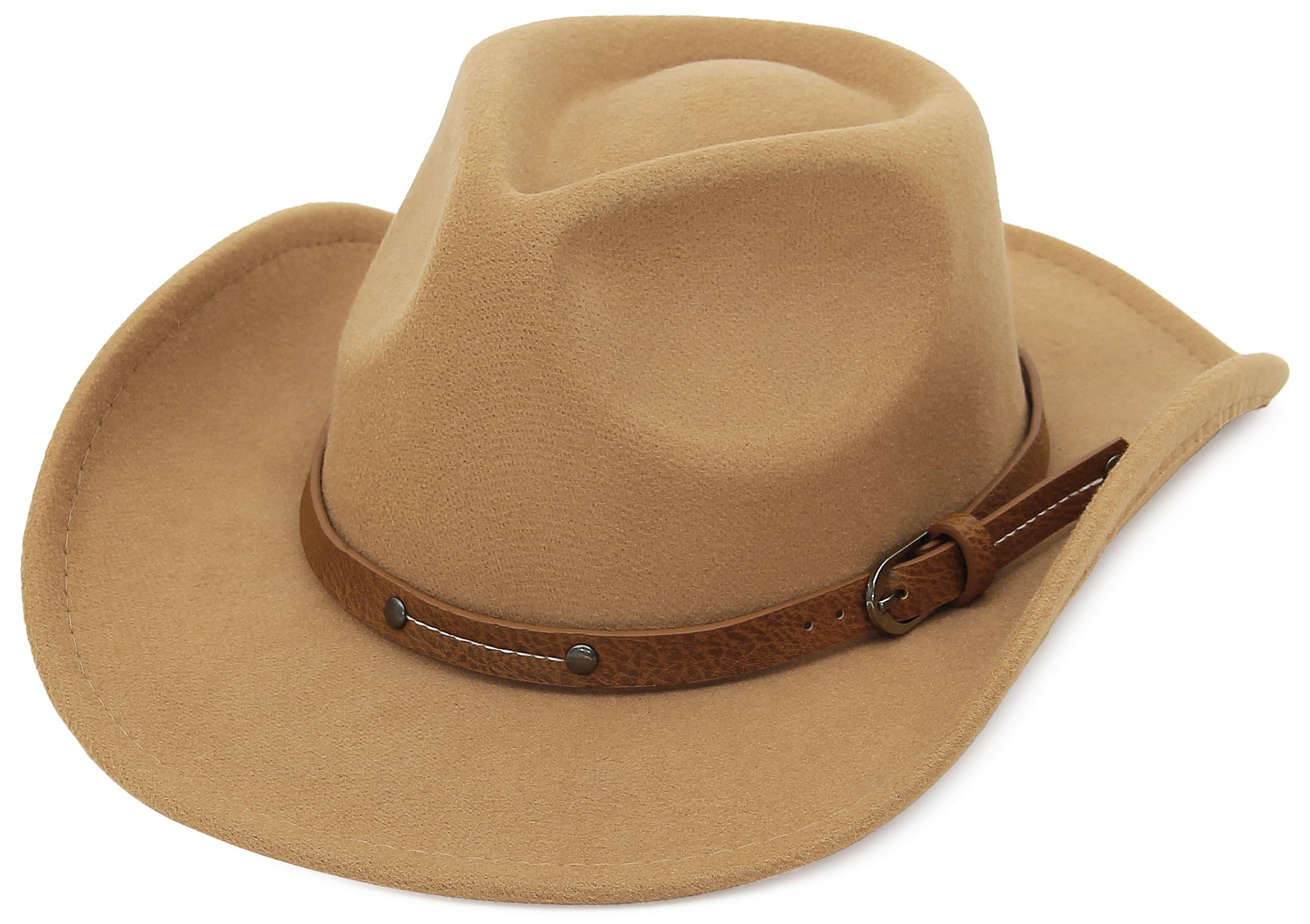 GEMVIE Crushable Roll-Up Western Cowboy Hat for Men & Women - Classic Wide Brim Cowgirl Hat with Belt Buckle - Perfect for Rodeo, Country Music Festivals & Outdoor Adventures