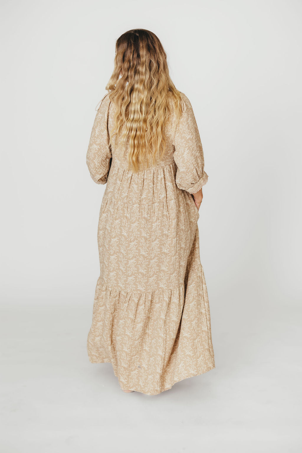 Peyton 100% Cotton Maternity Maxi Dress - Bump Friendly Floral Print in Mocha (XS-XL) | Perfect for Pregnancy, Baby Showers & Summer Vacations