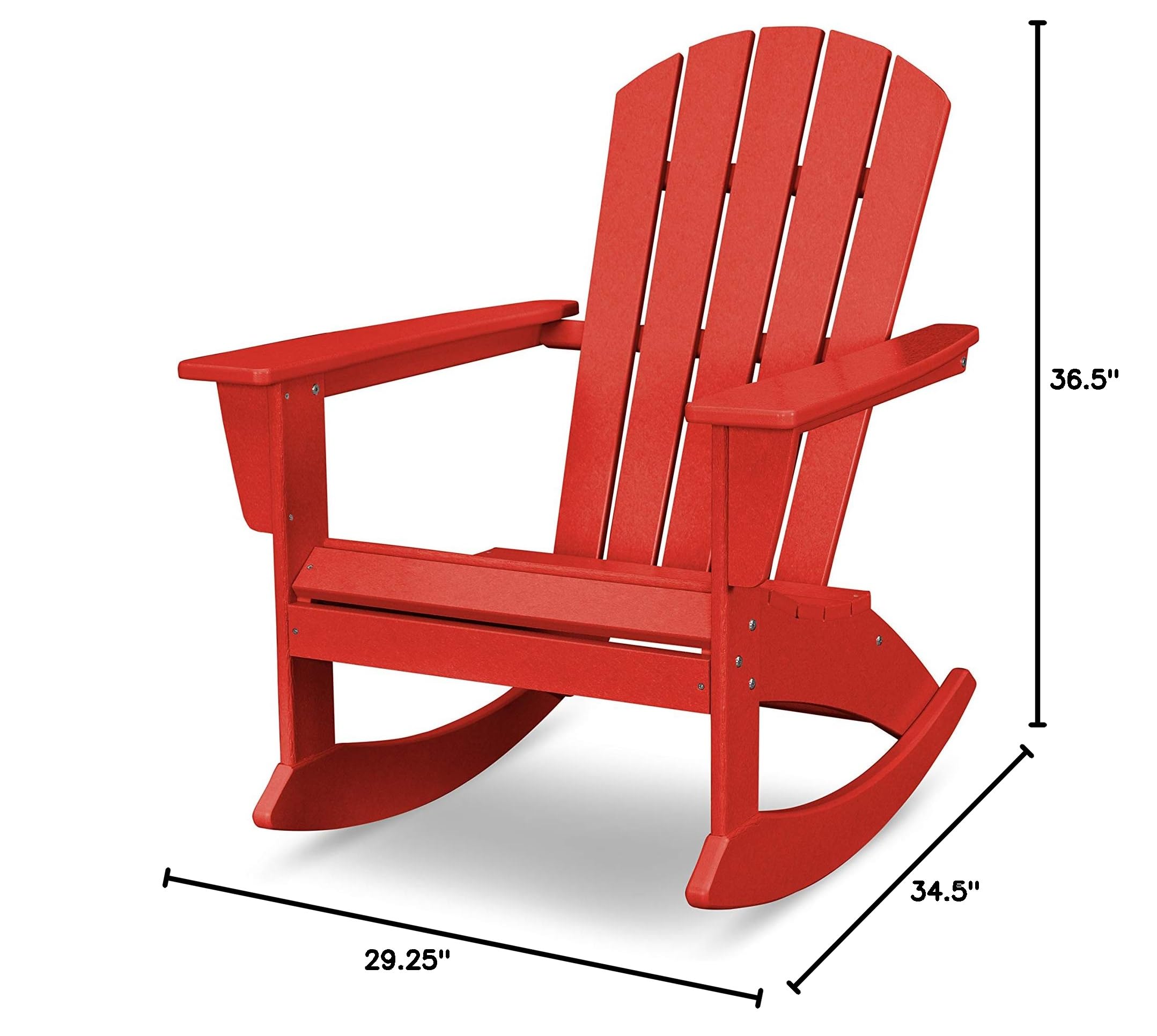 POLYWOOD® Nautical Rocker Chair - Sunset Red Outdoor Rocking Chair for Patio, Deck, Porch & Beach - Weather-Resistant Poly Lumber Furniture