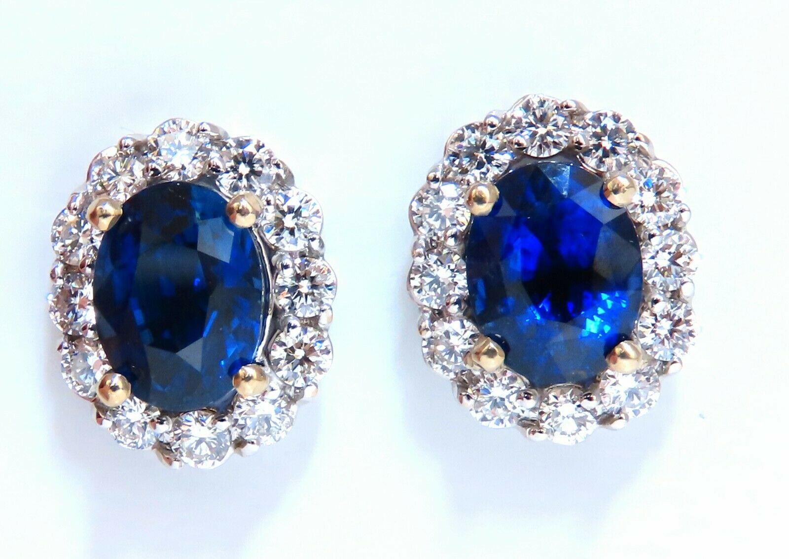 GIA Certified 7.81ct Natural Royal Blue Sapphire Diamond Earrings in 14K White Gold - Elegant Jewelry for Weddings, Parties & Special Occasions
