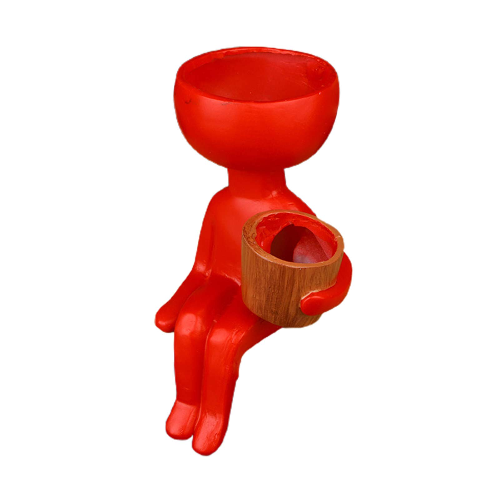 Humanoid Portrait Succulent Plant Pot - Unique Red Ceramic Flower Vase for Home Decor, Housewarming & Birthday Gifts | Perfect for Indoor Plants, Cacti & Succulent Arrangements | Ideal for Living Room, Office Desk & Garden Decor