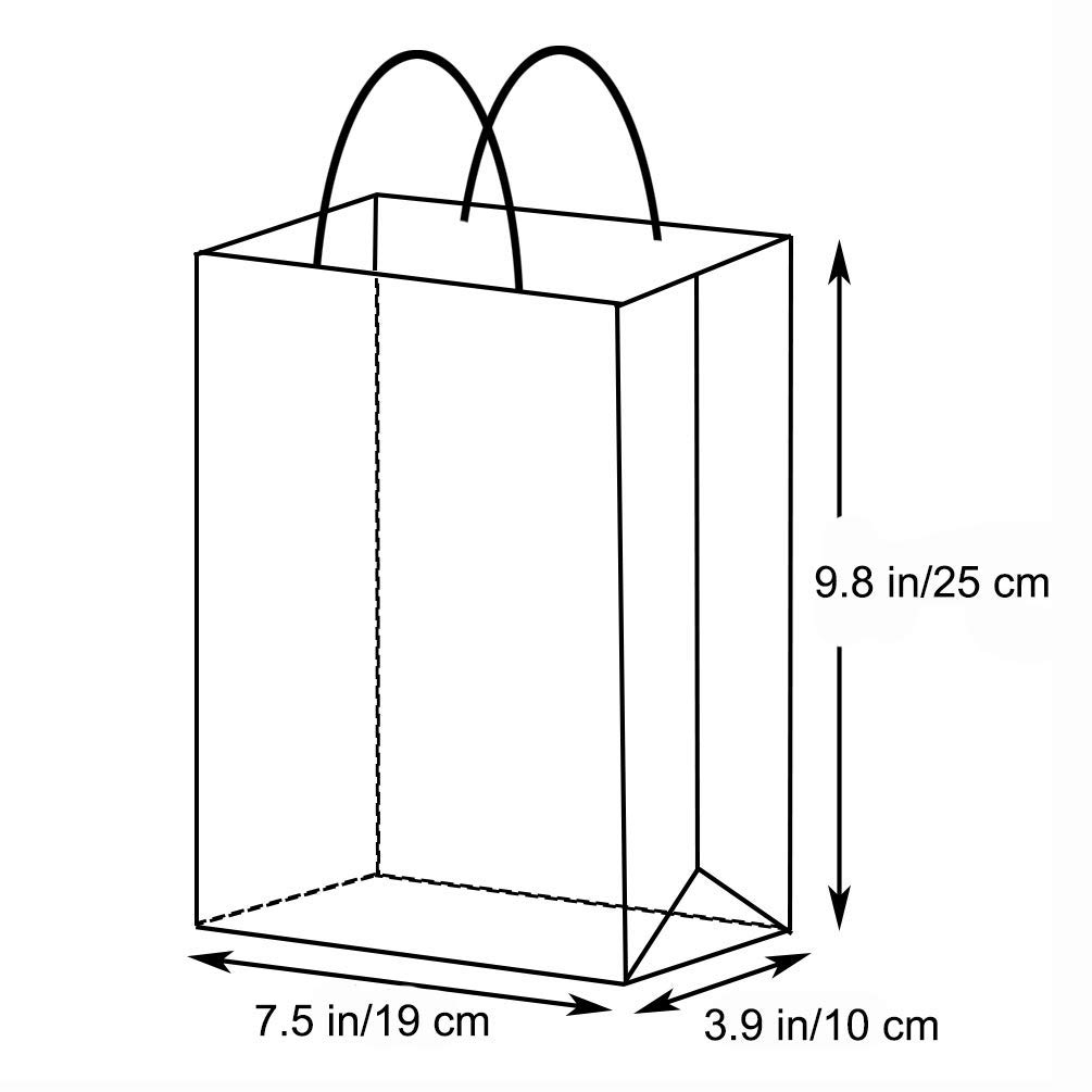 AZOWA Medium Kraft Paper Gift Bags with Handles - 7.5 x 3.9 x 9.8 Inches, Orange (Pack of 12) - Eco-Friendly Party Favor Bags for Birthday, Wedding, Baby Shower & Holiday Gifts