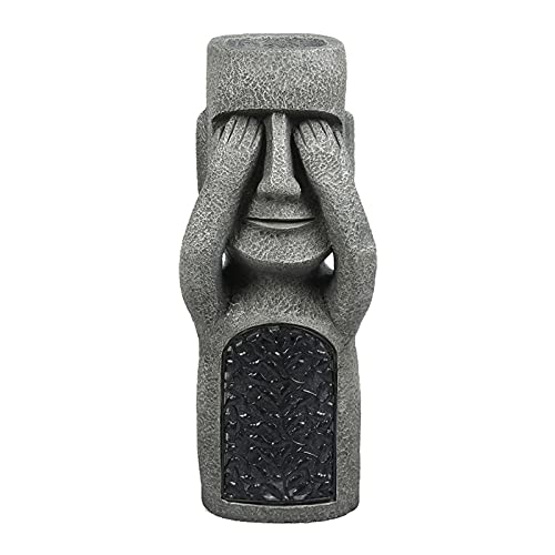 MAOSUO LED Lighted Easter Island Statue Planter - Creative No See/Hear/Speak Evil Garden Sculpture with Flower Pot for Outdoor Decor | Perfect for Patio, Garden, and Home Décor