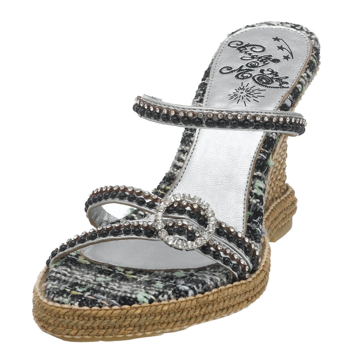 Naughty Monkey Women's Pandora Jeweled Raffia Wedge Sandals - Comfortable Summer Beach Wedding Shoes for Women