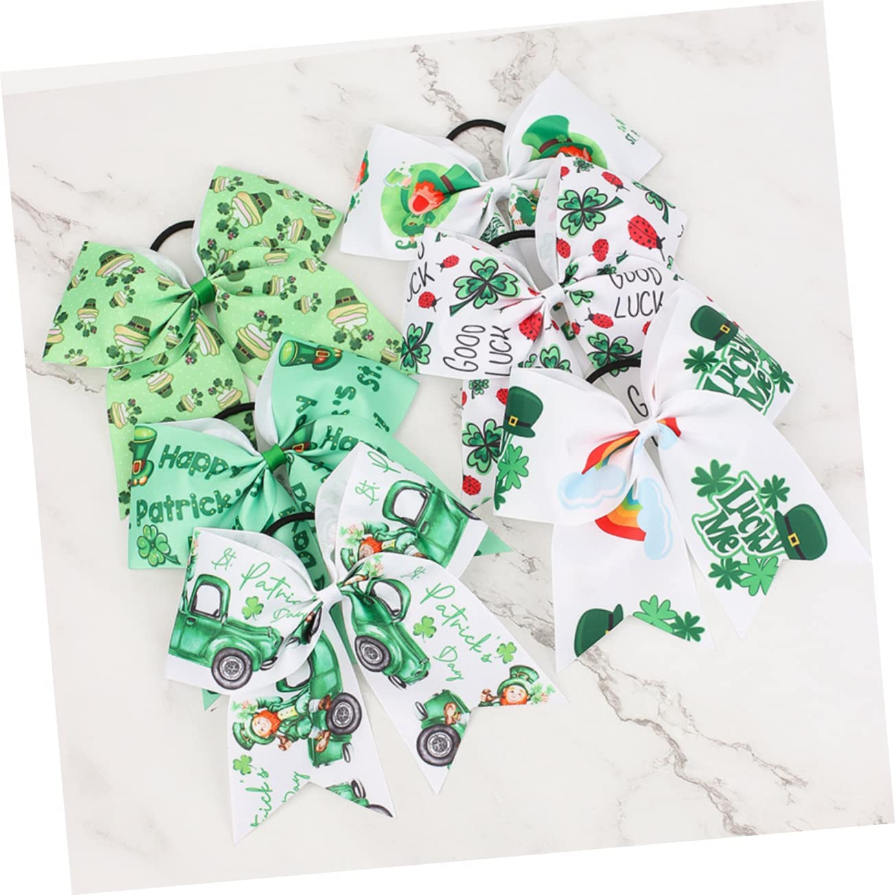 6 Pack Girls Hair Bows - St Patrick's Day Hair Ties for Kids & Toddlers