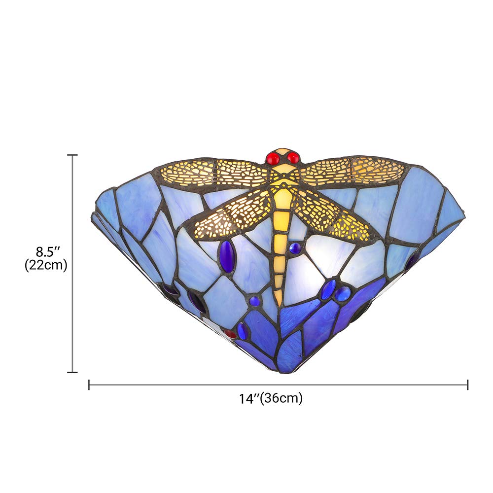 Dragonfly Pattern Tiffany Style Stained Glass Wall Sconce - 14