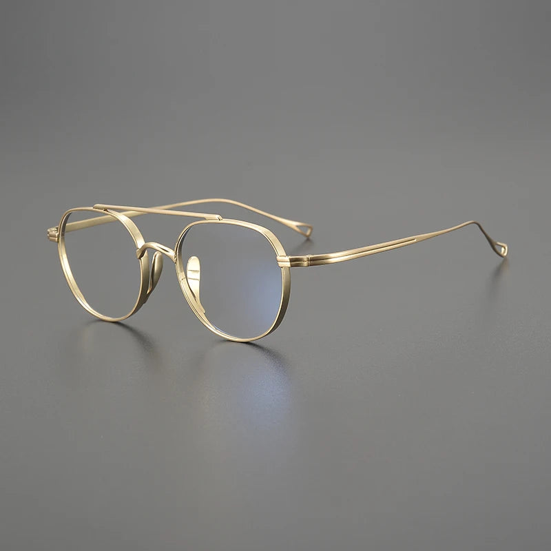 Unisex Black Titanium Square Double Bridge Full Rim Eyeglasses 9503 - Stylish & Durable for Work, Reading & Everyday Wear